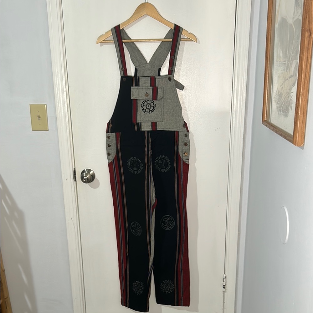 Printed Boho Cloth Overalls Size Small - Picture 2 of 6